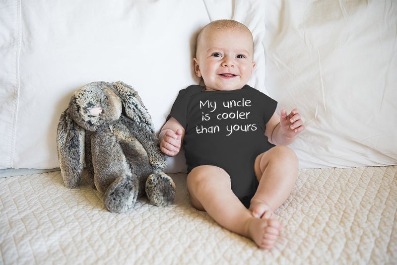 Funnwear My Uncle is Cooler Than Yours - Funny Baby Essentials Bodysuit - Newborn Clothes Baby Romper (6 Months  Black) - Image 3